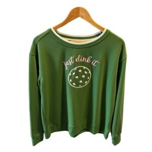 Jane + Delancey Pickleball 'Just Dink It' Size M Women's Crewneck Sweatshirt NEW